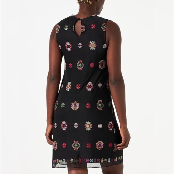 NWT Desigual Black Embroidered Shift Dress Size 46 / 12 US - Picture 6 of 11